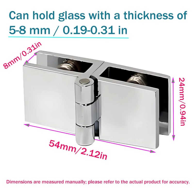 WANLIAN [2 Pieces] 180Â°Frameless Glass Door hinge-180 Degree Glass Shower Door Hinges clamp Suitable for 5-8mm Thickness - Image 2